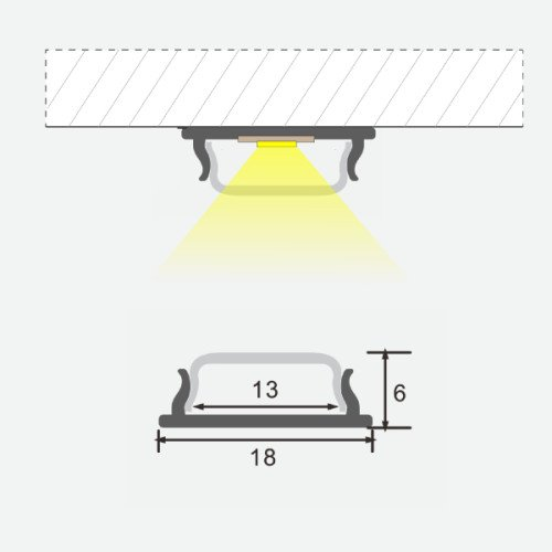 Anodized felxible aluminum profile for LED strip HB-18X6M
