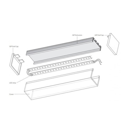 Anodized high aluminum profile for 1-4 rows of LED strips HB-35X35