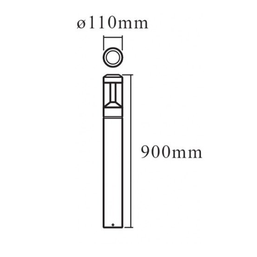 Street light bollard post 90cm, 12W, 3000K, IP44 ENDURA STYLE LANTERN MODERN