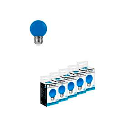 LED лампа E27, G45, 1W, 12lm, синяя