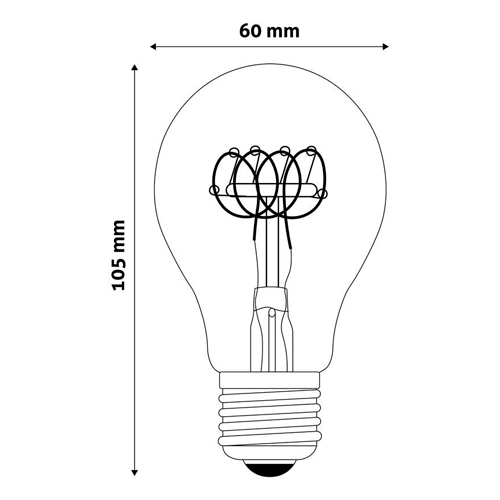 LED spuldze E27, A60, 5W, 360lm, 2700K, filament