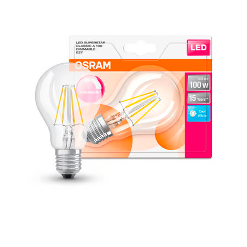 LED spuldze E27, A60, 12W, 1521lm, 4000K, filament