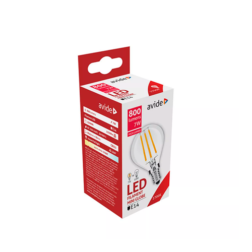 LED bulb E14, P45, 7W, 870lm, 2700K, filament