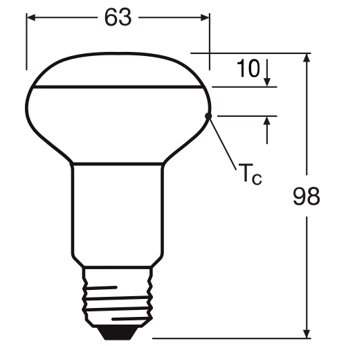 LED лампа E27, R63, 4.9W, 345lm, 2700K