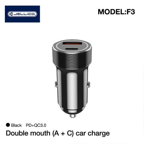 Car charger USB A, USB-C (Type-C), 12-24V, 3A