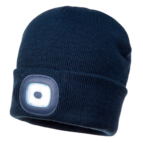 Hat with LED light 150Lm, IP44, USB, navy blue