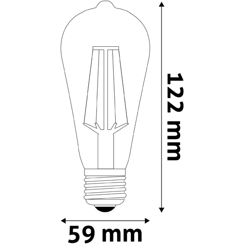 LED bulb E14, ST58, 4.5W, 400lm, 2700K, filament