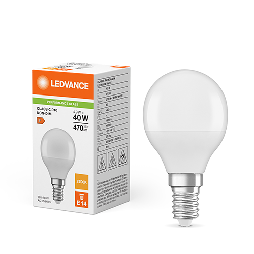 LED лампа E14, P45, 4.9W, 470lm, 2700K