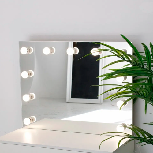 Mirror with LED bulbs 120 x 80 cm, 4000K, 11xE14