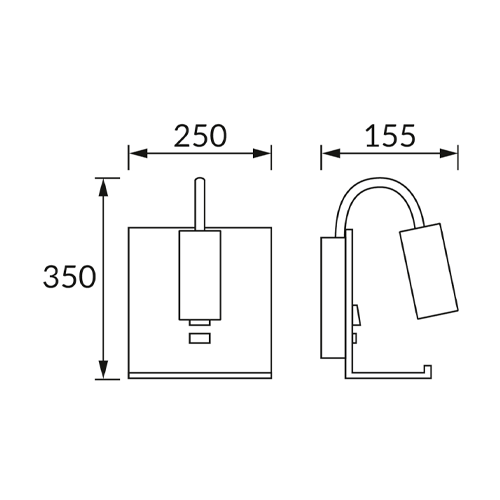 Wall lamp TELO WLL, excl. GU10, max 35W