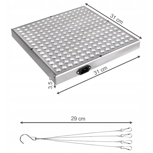 LED Fito gaismeklis augiem un stādiem 36W, 225 LED, 31 x 31 x 3,5 cm