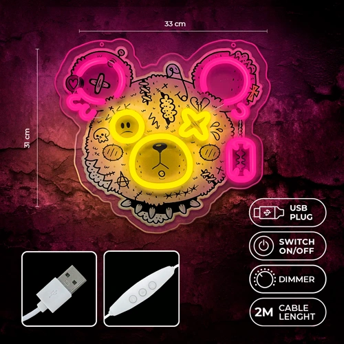 LED Neona gaismas izkārtne - ART PUNK TEDDY BEAR