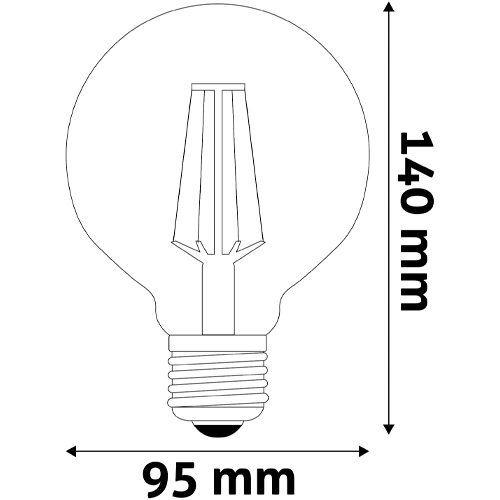 LED Spuldze E27, G95, 7W, 2500K, 725Lm, 360°