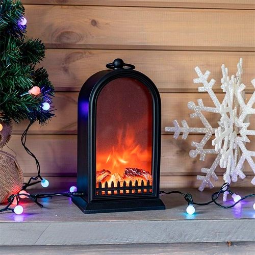 LED Decorative lamp - fireplace, 25cm, USB, warm white