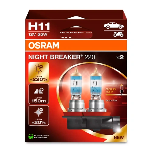 Halogēna spuldzes H11, NIGHT BREAKER 220 sērija, 55W, 12V