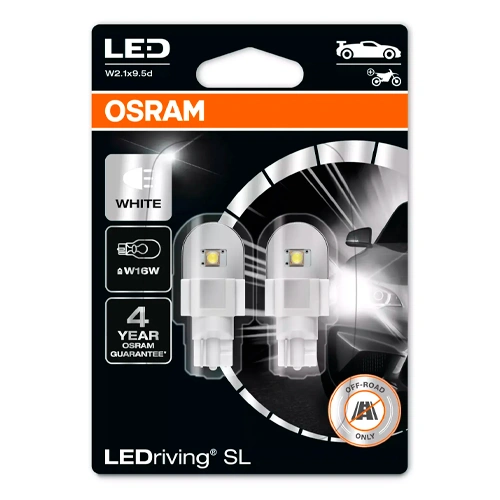 LED spuldzes W16W, 3W, 12V, 6000K, LEDriving SL sērija