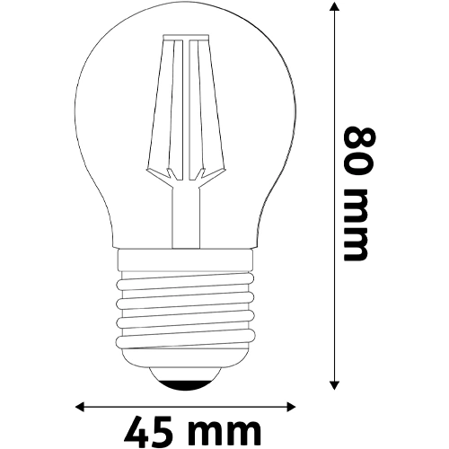 LED Filamenta spuldze E27, G45, 6,5W, 806Lm, 4000K, 330°