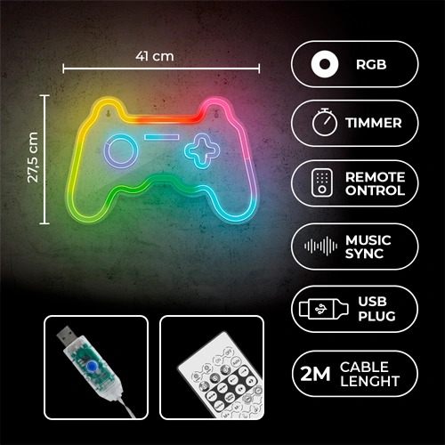 LED световая неоновая панель-вывеска - GAMEPAD