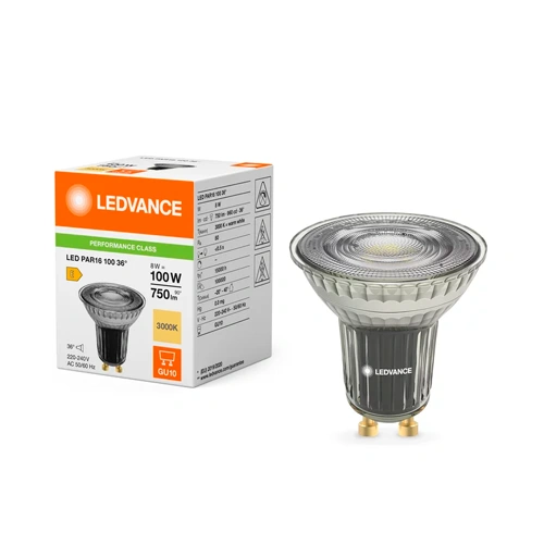 LED Лампа GU10, 8W, 750Lm, 3000K, 36°