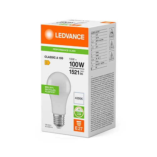 LED Spuldze E27, A100, 13W, 4000K, 1521lm, 180°