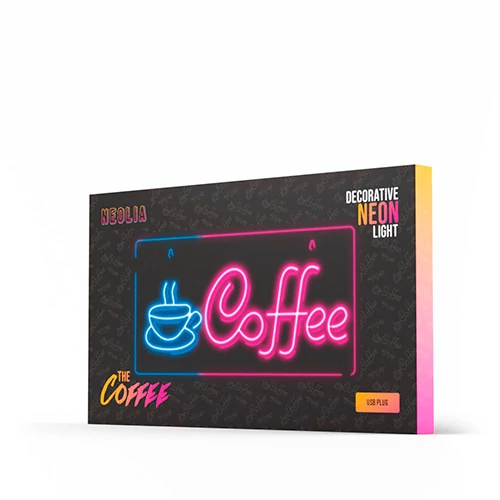 LED Neona gaismas izkārtne - COFFEE, rozā zils