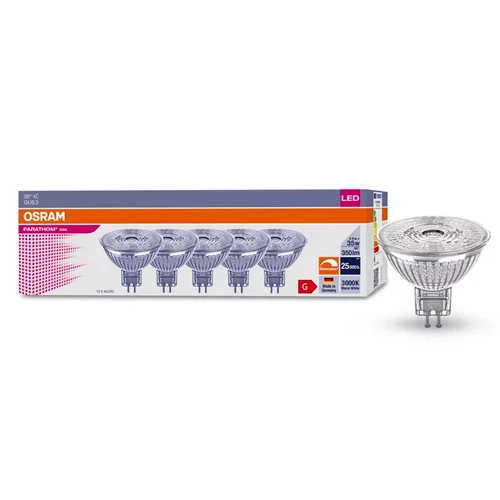 LED spuldžu komplekts (5gab.) MR16, 4.9W, 3000K