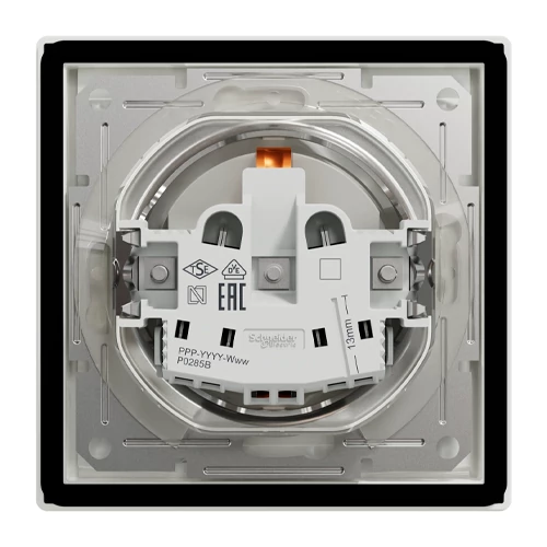 Built-in 1-gang socket grounded with cover and frame, Asfora