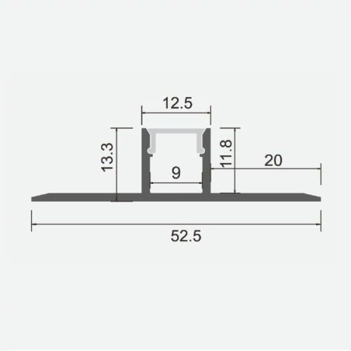 Анодированный плиточный алюминиевый профиль для LED ленты HB-52.5X13.3WCD