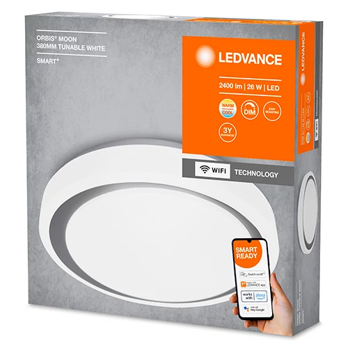 Ceiling smart lamp SMART + Orbis Moon 26W, CCT, IP20