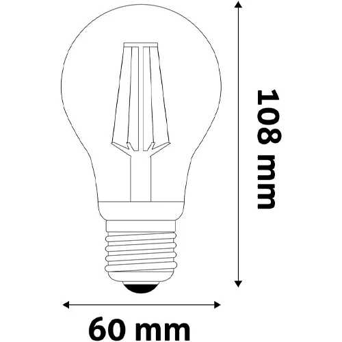 LED лампа E27, A60, 8.5W, 1055lm, 2700K, white filament