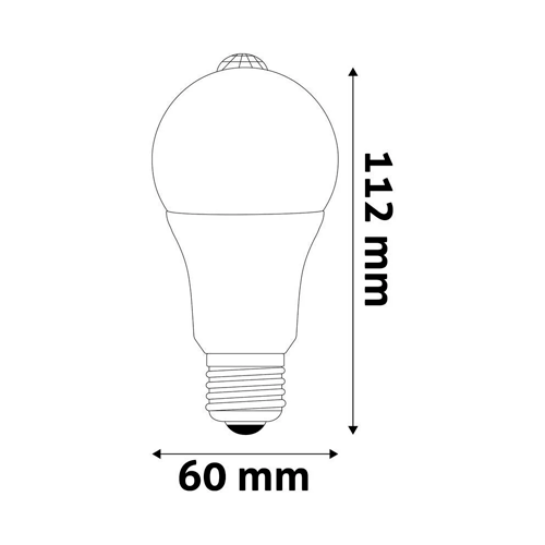 LED лампа с сенсором движения (PIR) и сумерек E27, A60, 8.8W, 806lm, 4000K