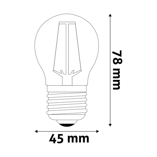 LED spuldze E27, G45, 2.5W, 250lm, 2700K, filament