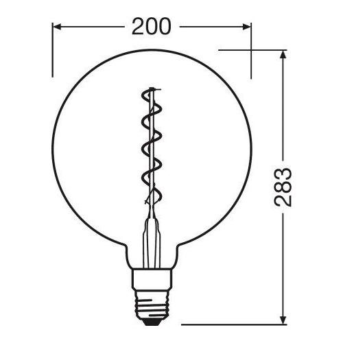 Vintage style LED bulb E27, G200, 4W, 300lm, 2000K