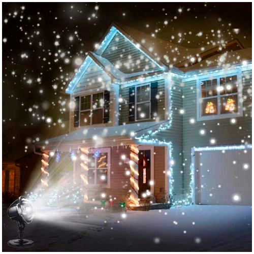 Влагозащищенный лазерный проектор для сада и дома - проекция снегопада с пультом