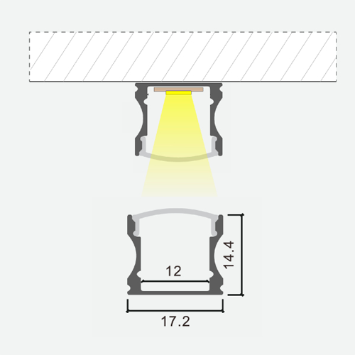 Анодированный высокий алюминиевый профиль для LED ленты HB-17.2X14.4M