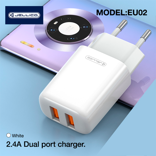 Fast charging adapter 2xUSB, 12 W, 2.4A