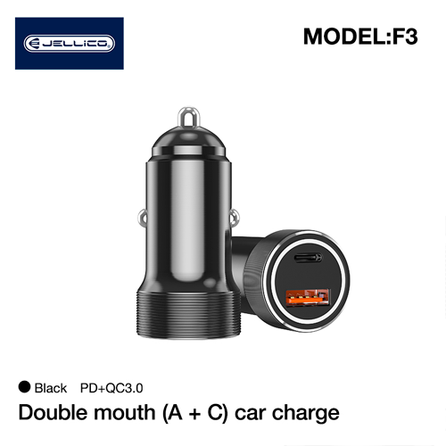 Car charger USB A, USB-C (Type-C), 12-24V, 3A