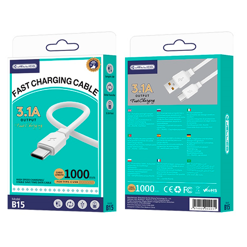 Fast charging cable USB-C (Type-C) - USB, 1m, 3.1A