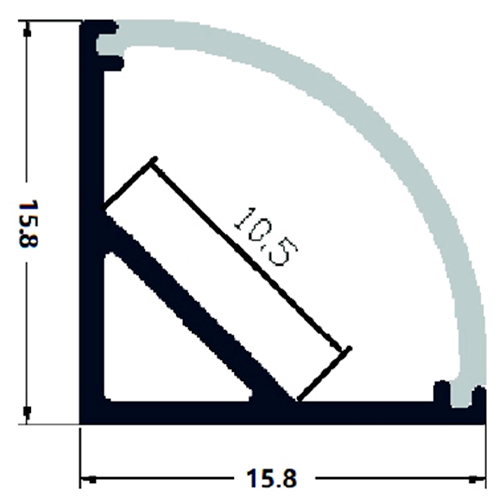 Anodized corner aluminum profile for LED strip