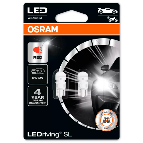 LED лампа W5W красная, серия LEDriving SL