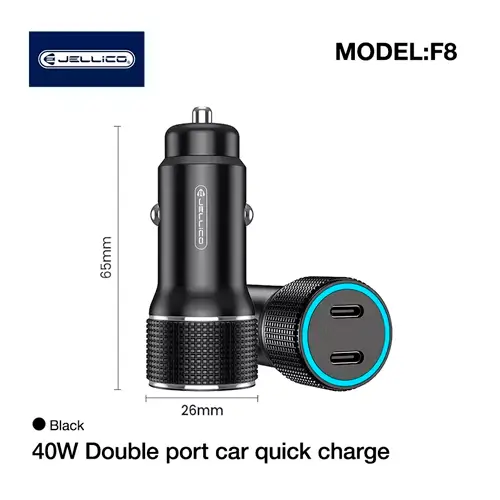 Car charger 2 x USB Type-C, 12-24V, 3A