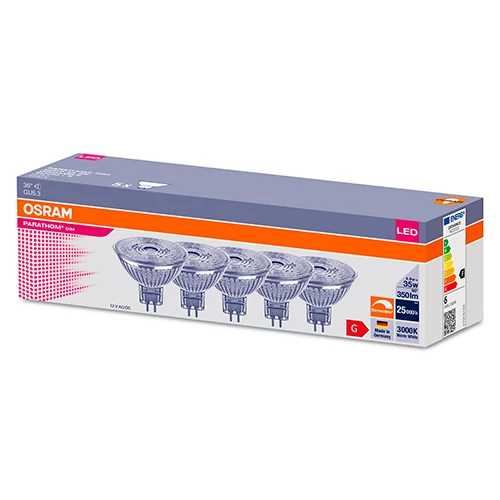 Комплект LED лампочек (5 шт.) MR16, 4.9W, 3000K