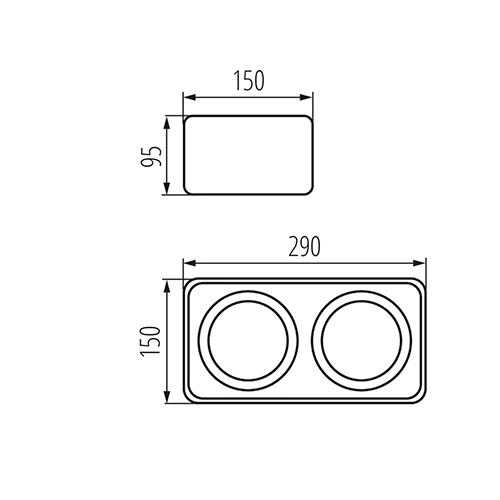 Накладной светильник TUBEO ES 250-B, excl. 2xGU10, max 2x25W, IP20