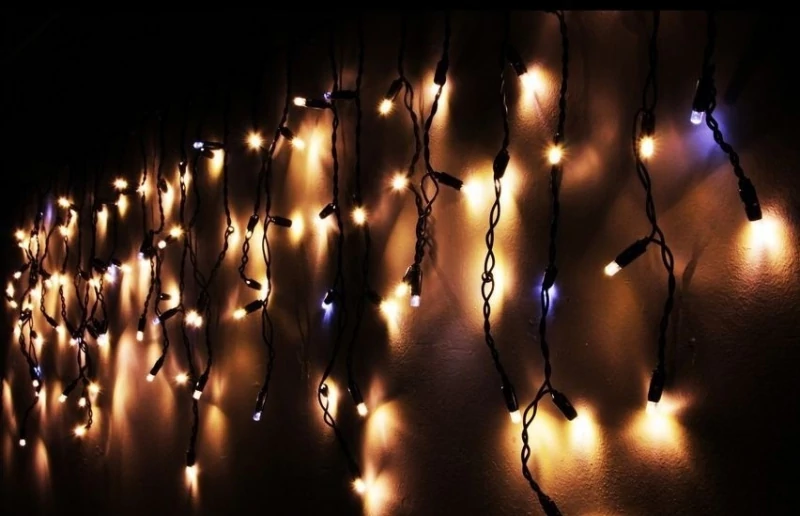 Christmas garland - icicles with crystals for facades and indoors