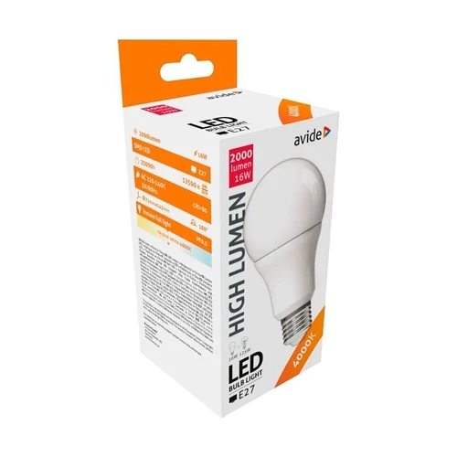 LED лампа E27, A60, 9.5W, 1055lm, 4000K