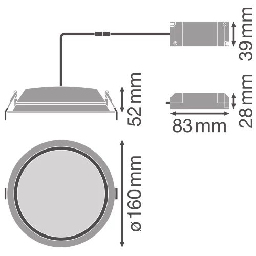 LED Iebūvējams gaismeklis 14W 4000K DOWNLIGHT ALU DN