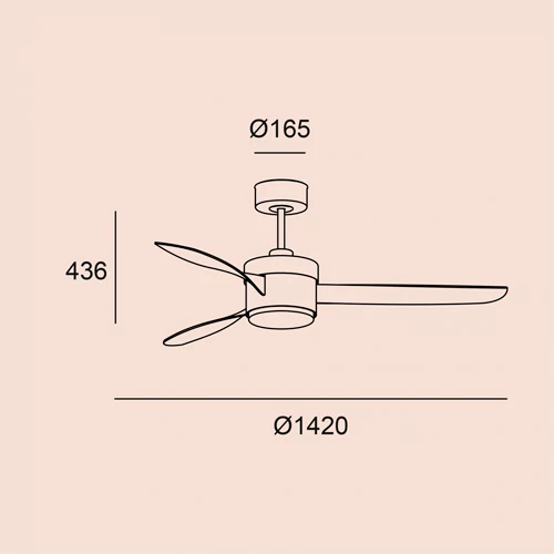 Ceiling light with fan TRAMUNTANA, max 21.8W, 3000K