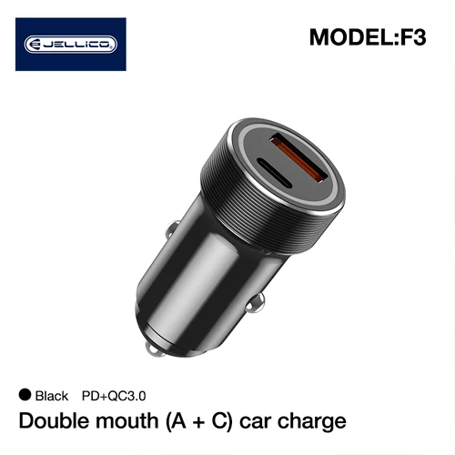 Car charger USB A, USB-C (Type-C), 12-24V, 3A