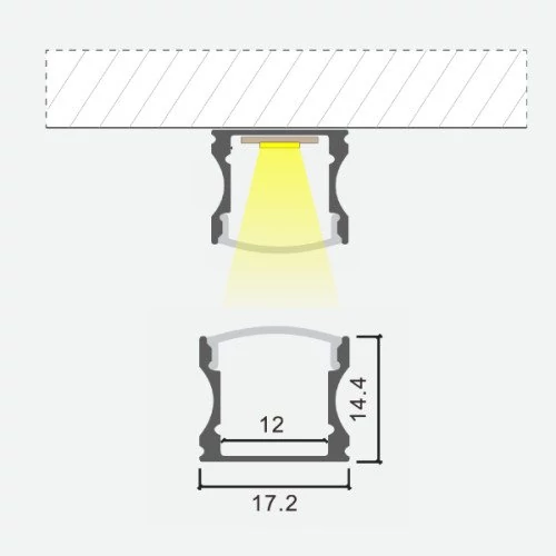 Anodēts augsts alumīnija profils LED lentei HB-17.2X14.4M