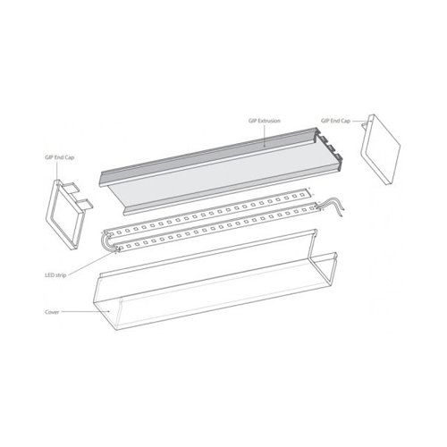Anodized high aluminum profile for 1-2 rows of LED strips HB-26X23